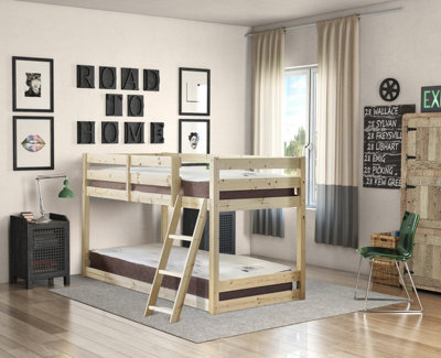 Strictly Beds And Bunks Courtland Heavy Duty Low Pine Bunk Bed, 3Ft Single - image 1