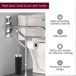 Innoteck Essentials Pedal Dustbin And Toilet Brush With Holder Set - Black. - thumbnail 3