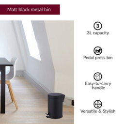 Innoteck Essentials Pedal Dustbin And Toilet Brush With Holder Set - Black. - thumbnail 2