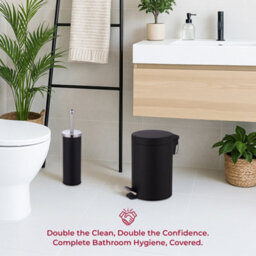 Innoteck Essentials Pedal Dustbin And Toilet Brush With Holder Set - Black. - thumbnail 7