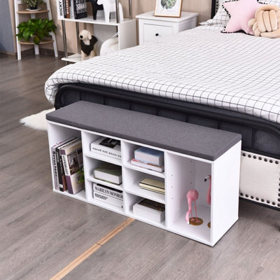 Costway Wooden Shoe Bench Hallway Shoe Storage Rack Cabinet Organizer W/ Seat Cushion - image 1