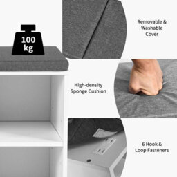 Costway Wooden Shoe Bench Hallway Shoe Storage Rack Cabinet Organizer W/ Seat Cushion - thumbnail 7