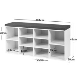 Costway Wooden Shoe Bench Hallway Shoe Storage Rack Cabinet Organizer W/ Seat Cushion - thumbnail 3