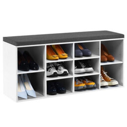 Costway Wooden Shoe Bench Hallway Shoe Storage Rack Cabinet Organizer W/ Seat Cushion - thumbnail 2
