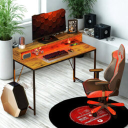 FURNOLD Industrial 120Cm Computer Desk With Usb Outlets And Led Lights - thumbnail 5