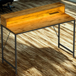 FURNOLD Industrial 120Cm Computer Desk With Usb Outlets And Led Lights - thumbnail 2