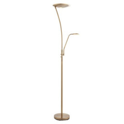 Luminosa Lighting Luminosa Alassio Led 1 Light Floor Lamp Antique Brass, And Frosted Plastic