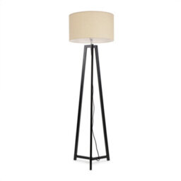 Valuelights Lottie Black Wood Tripod Floor Lamp With Natural Drum Shade - thumbnail 2