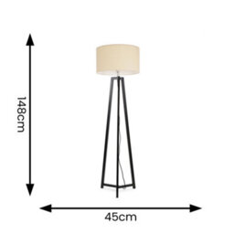 Valuelights Lottie Black Wood Tripod Floor Lamp With Natural Drum Shade - thumbnail 4