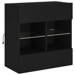 Berkfield Durable Tv Wall Cabinet With Led Lights Black 58.5X30X60.5 Cm - thumbnail 3
