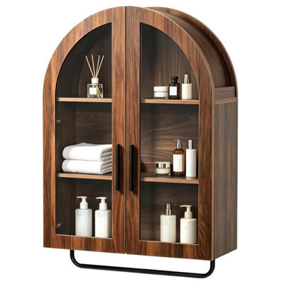 Wall Mounted Bathroom Cabinet With Shelves, Bathroom Wooden Wall Cabinet Walnut - image 1