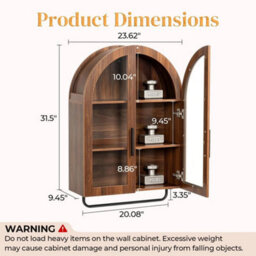 Wall Mounted Bathroom Cabinet With Shelves, Bathroom Wooden Wall Cabinet Walnut - thumbnail 2
