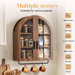 Wall Mounted Bathroom Cabinet With Shelves, Bathroom Wooden Wall Cabinet Walnut - thumbnail 6