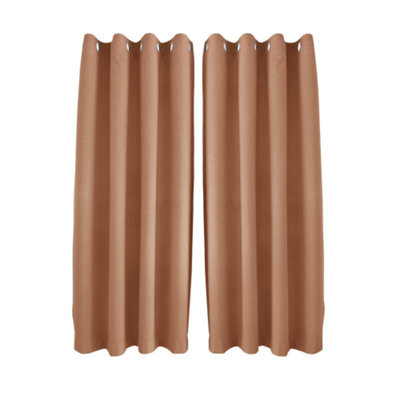 Happy Homewares Mustard Orange Linen Style Blackout Curtains - 46X54 In Drop - 2 Panel - image 1
