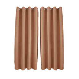 Happy Homewares Mustard Orange Linen Style Blackout Curtains - 46X54 In Drop - 2 Panel