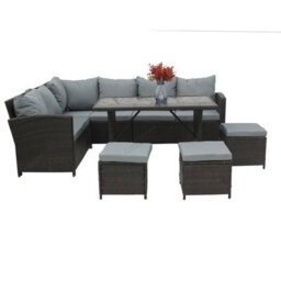 Birchtree Pe Rattan Garden Furniture Set Sofa Chair Foot Stool Table Glass Coffee Table 9 Seater Cushion Outdoor Patio Rfs04 Brown - thumbnail 5
