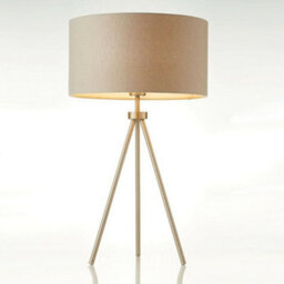 Standing Floor & Table Lamp Set Matt Nickel & Grey Shade Sleek Tripod Leg Light - thumbnail 5