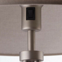 Standing Floor & Table Lamp Set Matt Nickel & Grey Shade Sleek Tripod Leg Light - thumbnail 3