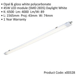5Ft Ip65 Batten Light Fitting - 45W Daylight White Led - Daisychain Compatible - thumbnail 2