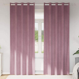 Berkfield Blackout Curtains With Eyelets 2 Pcs Dark Pink Velvet