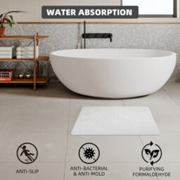 Fino Stone Stone Bath Mat Diatomaceous Earth Shower Mat Non-Slip Super Absorbent Diatomite Stone Mats For Bathroom Floor Quick-Drying - thumbnail 5