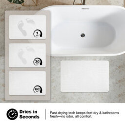 Fino Stone Stone Bath Mat Diatomaceous Earth Shower Mat Non-Slip Super Absorbent Diatomite Stone Mats For Bathroom Floor Quick-Drying - thumbnail 4