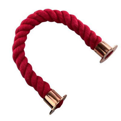 Ropeservices Uk 36mm Red Natural Cotton Barrier Rope X 2 Metres Copper Bronze Cup Ends - image 1