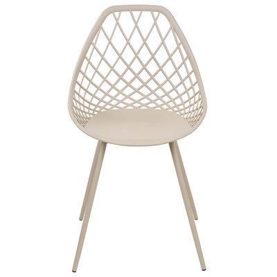 Beliani Set Of 2 Beige Dining Chairs With Net Backrest, Scandinavian Design, Iron Legs - image 1