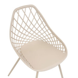 Beliani Set Of 2 Beige Dining Chairs With Net Backrest, Scandinavian Design, Iron Legs - thumbnail 7