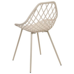 Beliani Set Of 2 Beige Dining Chairs With Net Backrest, Scandinavian Design, Iron Legs - thumbnail 6