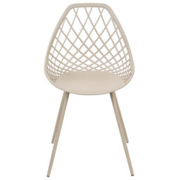 Beliani Set Of 2 Beige Dining Chairs With Net Backrest, Scandinavian Design, Iron Legs - thumbnail 1