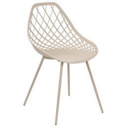 Beliani Set Of 2 Beige Dining Chairs With Net Backrest, Scandinavian Design, Iron Legs - thumbnail 4