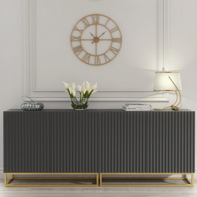 Creative Furniture Ripple Duo Sideboard 200Cm - Dark Grey With Fluted Doors - image 1