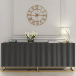 Creative Furniture Ripple Duo Sideboard 200Cm - Dark Grey With Fluted Doors - thumbnail 1