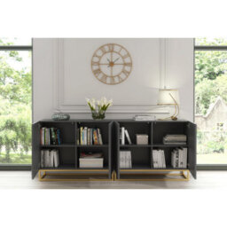 Creative Furniture Ripple Duo Sideboard 200Cm - Dark Grey With Fluted Doors - thumbnail 3
