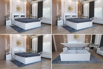 Sliding Wardrobes 4 u LTD Sliding Wardrobes 4U Helston High Gloss Ottoman Storage Bed In Double And King Size, Available In Three Colors - Black Kingsize - image 1