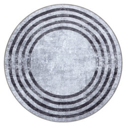 RugsX Miro 51231.806 Circle Washing Carpet Lines Anti-Slip - Grey / Black  Circle 100 Cm - thumbnail 2