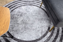 RugsX Miro 51231.806 Circle Washing Carpet Lines Anti-Slip - Grey / Black  Circle 100 Cm - thumbnail 5