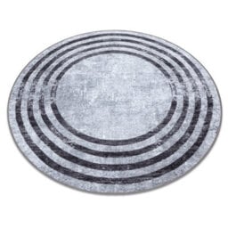 RugsX Miro 51231.806 Circle Washing Carpet Lines Anti-Slip - Grey / Black  Circle 100 Cm - thumbnail 4