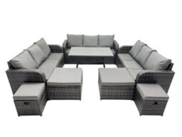 Fimous Garden Rattan Outdoor Furniture Set 13 Seater With 3 Seater Sofa 4 Stools Dark Grey - thumbnail 2