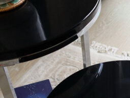 Aspect Furniture Terni Set Of 2 Tables, Glossy Black Wooden Tops And Glass Base - thumbnail 8