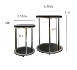 Aspect Furniture Terni Set Of 2 Tables, Glossy Black Wooden Tops And Glass Base - thumbnail 4