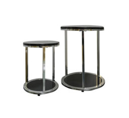Aspect Furniture Terni Set Of 2 Tables, Glossy Black Wooden Tops And Glass Base - thumbnail 2
