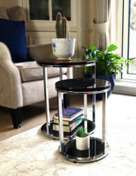 Aspect Furniture Terni Set Of 2 Tables, Glossy Black Wooden Tops And Glass Base - thumbnail 7