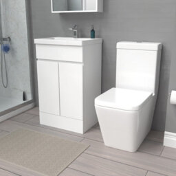 Nes Home 500mm Gloss White Basin Vanity Unit & Rimless Close Coupled Toilet Set - thumbnail 1