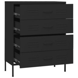 Vidaxl Chest Of Drawers Black 80X35X101.5 Cm Steel Chests Of Drawers - thumbnail 6