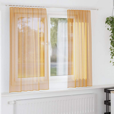 Berkfield Voile Curtains With Rod Pockets 2 Pcs Orange - image 1