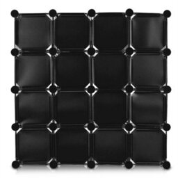 Black-16 Interlocking Clear Plastic Shoe Storage Boxes Organiser - thumbnail 1
