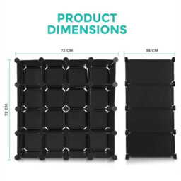 Black-16 Interlocking Clear Plastic Shoe Storage Boxes Organiser - thumbnail 2