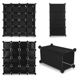 Black-16 Interlocking Clear Plastic Shoe Storage Boxes Organiser - thumbnail 3